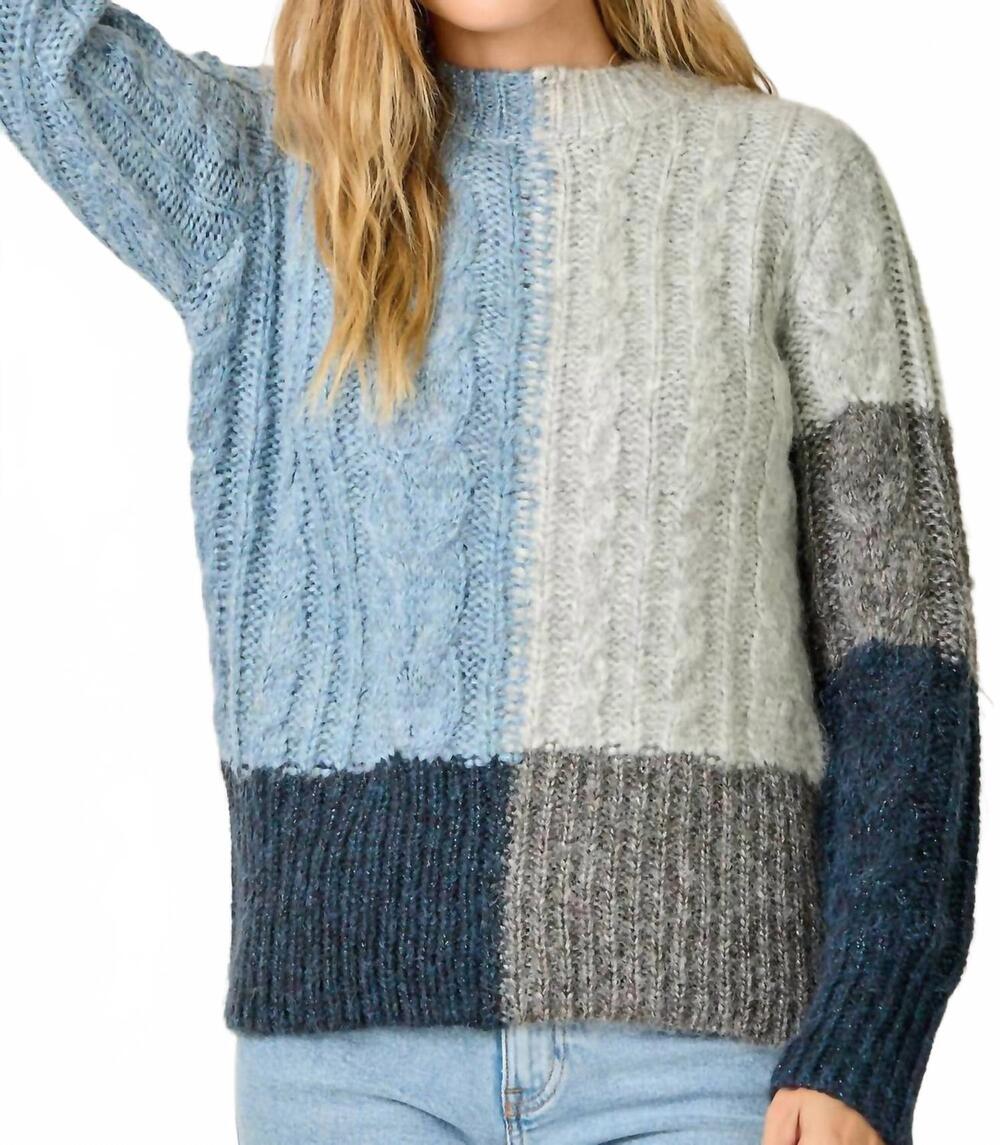 NEW MYSTREE washed cable knit sweater in blue